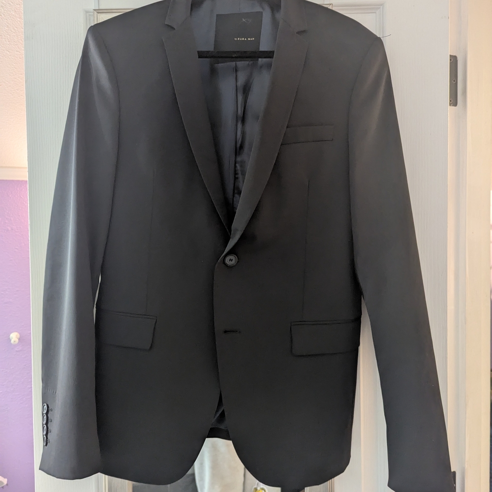 Zara Black Sport Coat Slim Fit Notched Lapel
